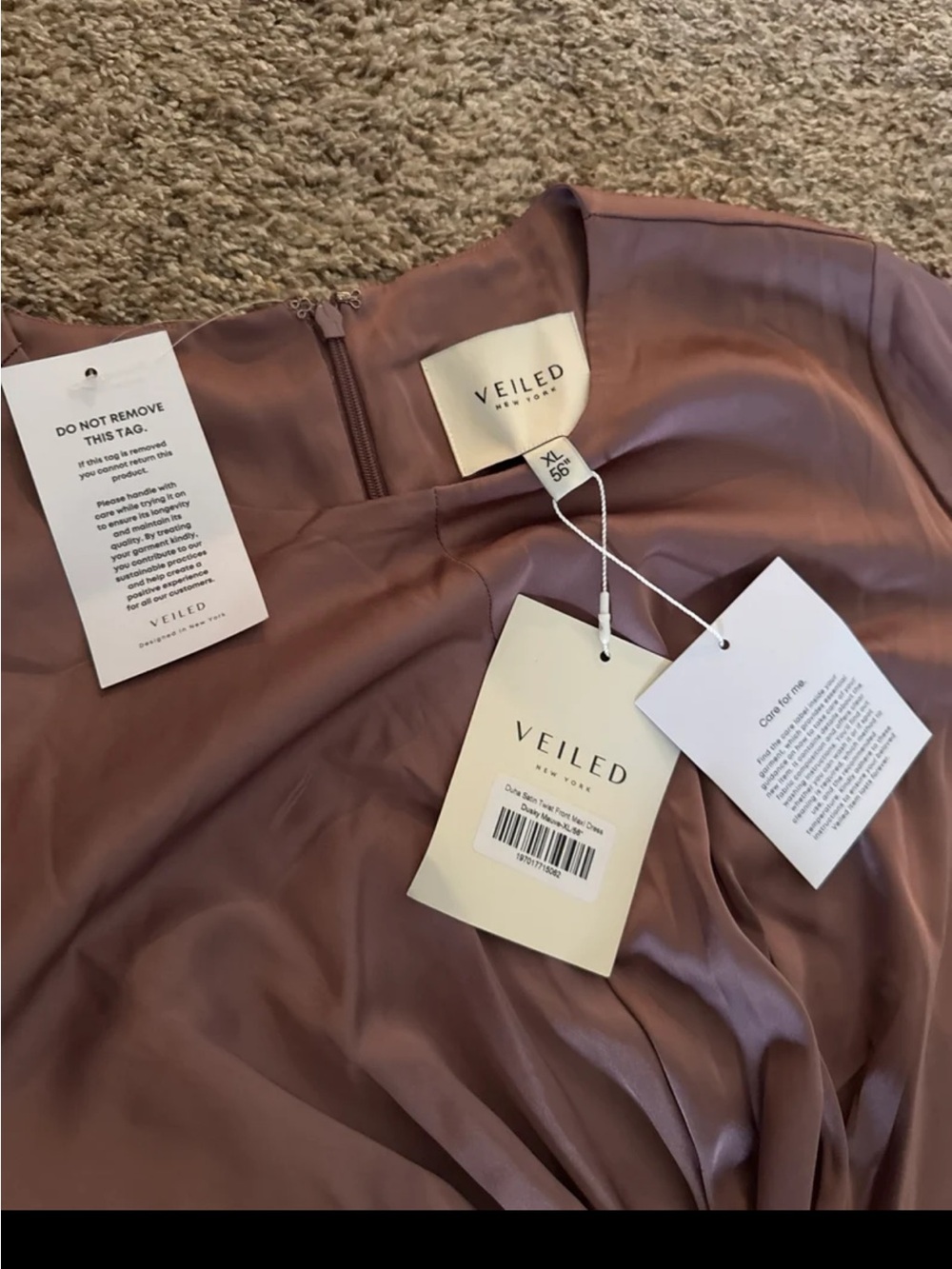NWT Veiled Duha Satin Twist Front Maxi Dress in Dusty Mauve Size XL - Picture 10 of 12
